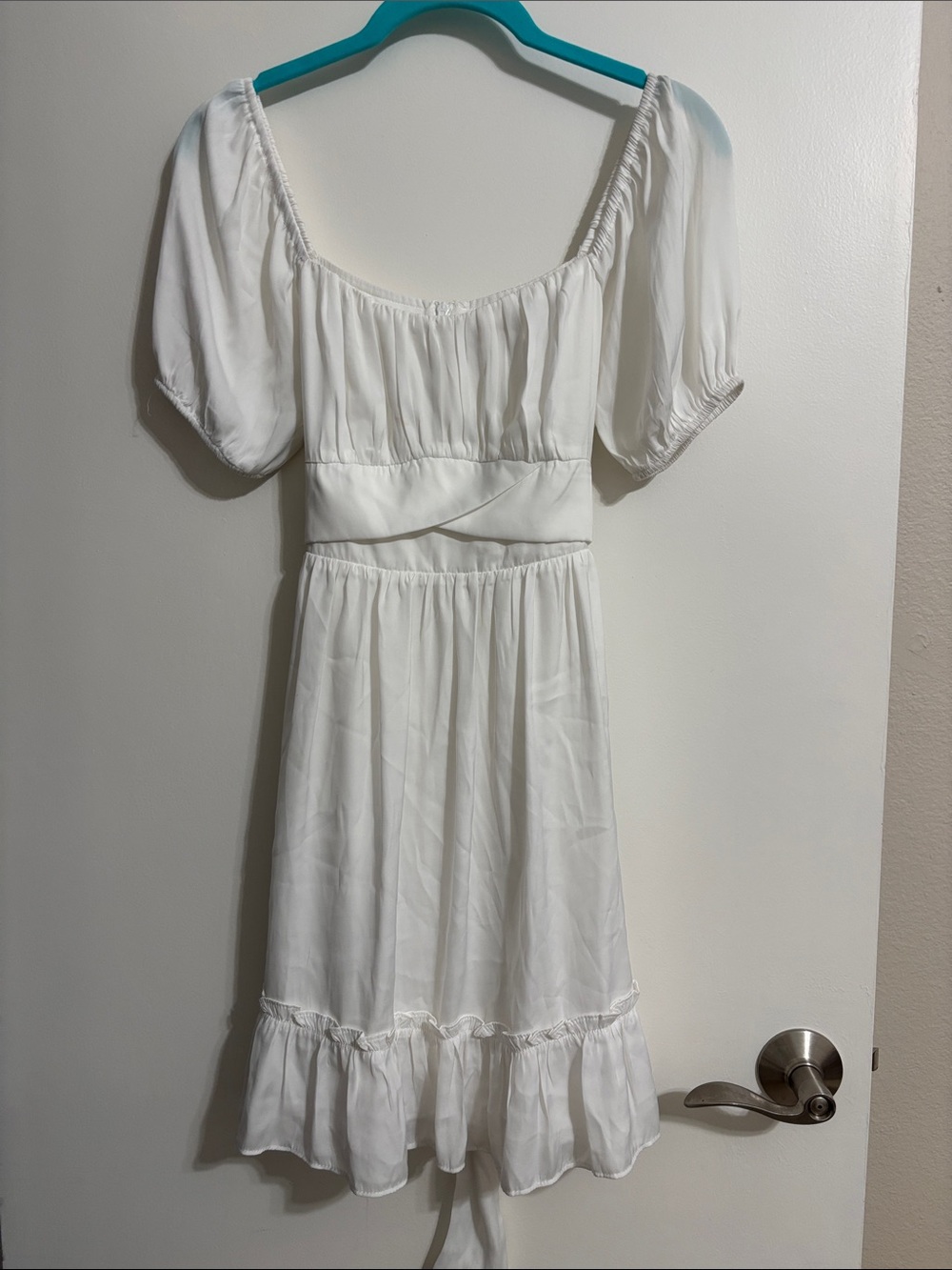 Altar'd State White Puff Sleeve Midi Dress